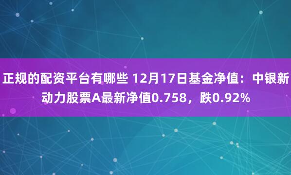 正规的配资平台有哪些 12月17日基金净值：中银新动力股票A最新净值0.758，跌0.92%