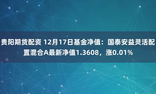 贵阳期货配资 12月17日基金净值：国泰安益灵活配置混合A最新净值1.3608，涨0.01%