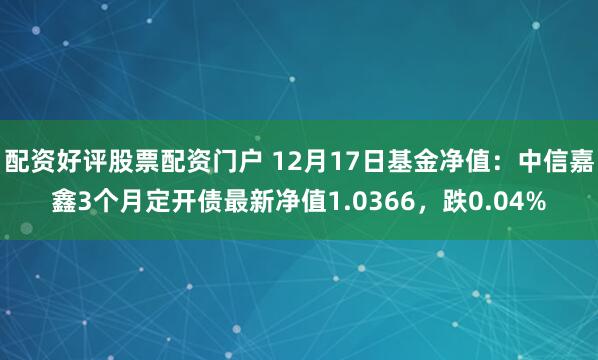 配资好评股票配资门户 12月17日基金净值：中信嘉鑫3个月定开债最新净值1.0366，跌0.04%