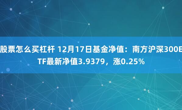 股票怎么买杠杆 12月17日基金净值：南方沪深300ETF最新净值3.9379，涨0.25%