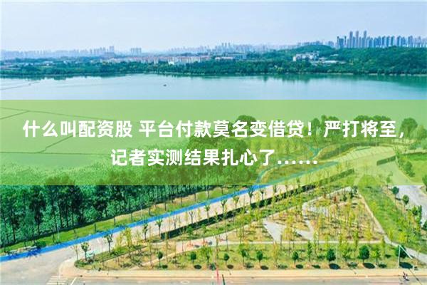 什么叫配资股 平台付款莫名变借贷！严打将至，记者实测结果扎心了……